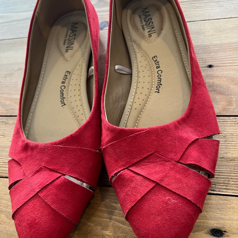 Women’s Massini red pointed toe flats size 10 - Picture 5 of 6